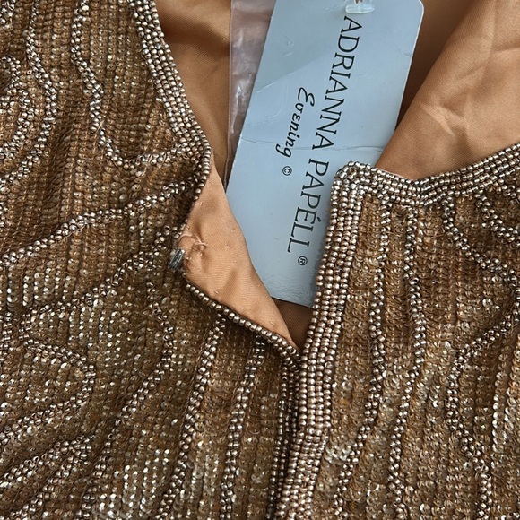 NWT Vintage Adrianna Papell Gold Beaded SILK Evening Jacket LG holiday party - Picture 9 of 11